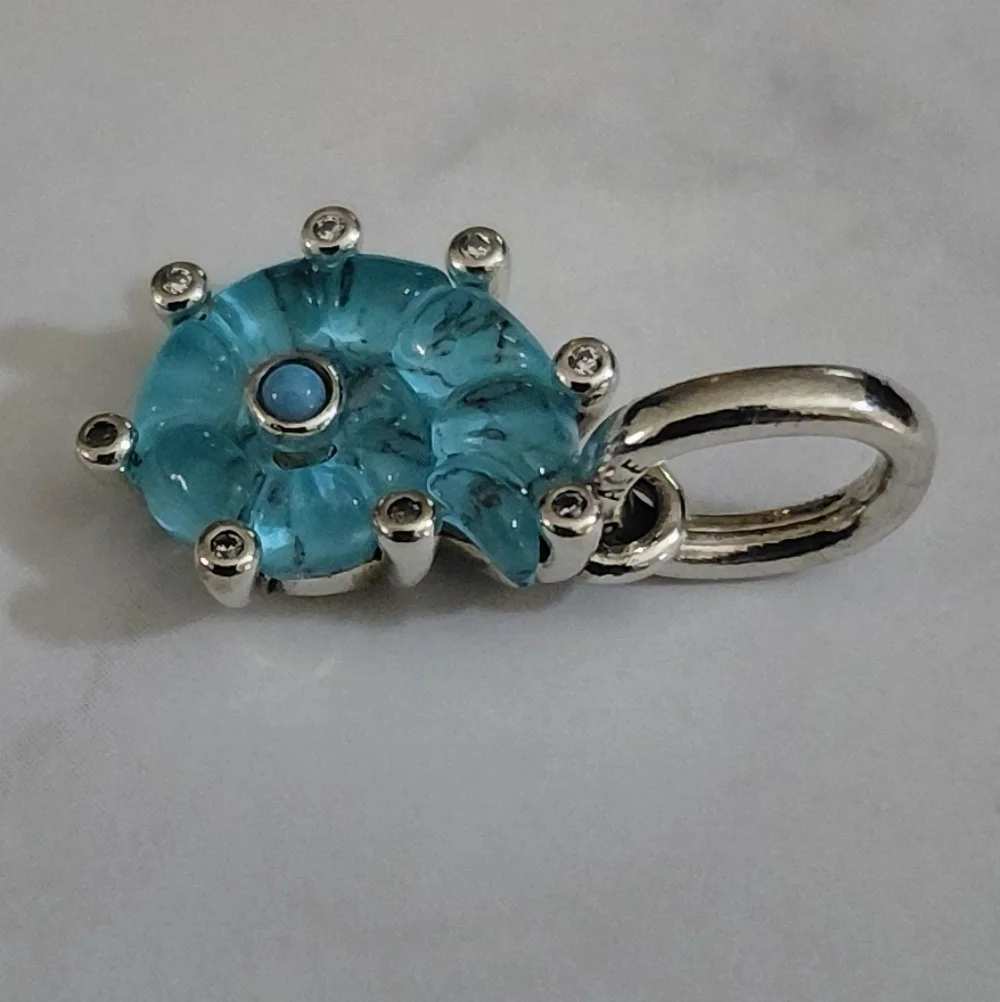 Pandora Blue Murano Glass Sea Snail Dangle Charm